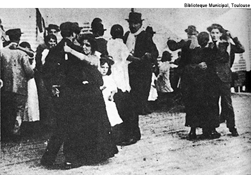 Tango dance on a patio, 1915